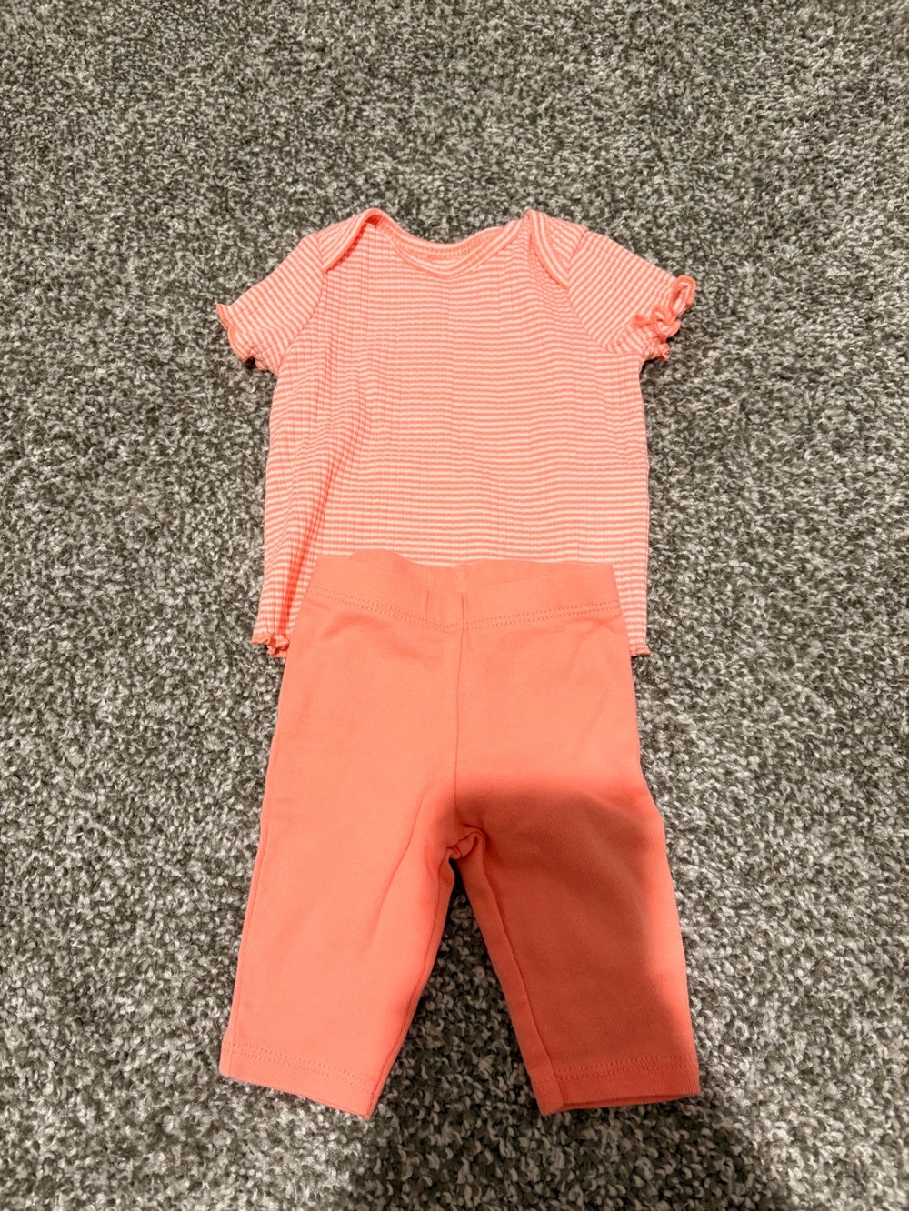 Carter's Coral Striped Top & Coral Leggings Set